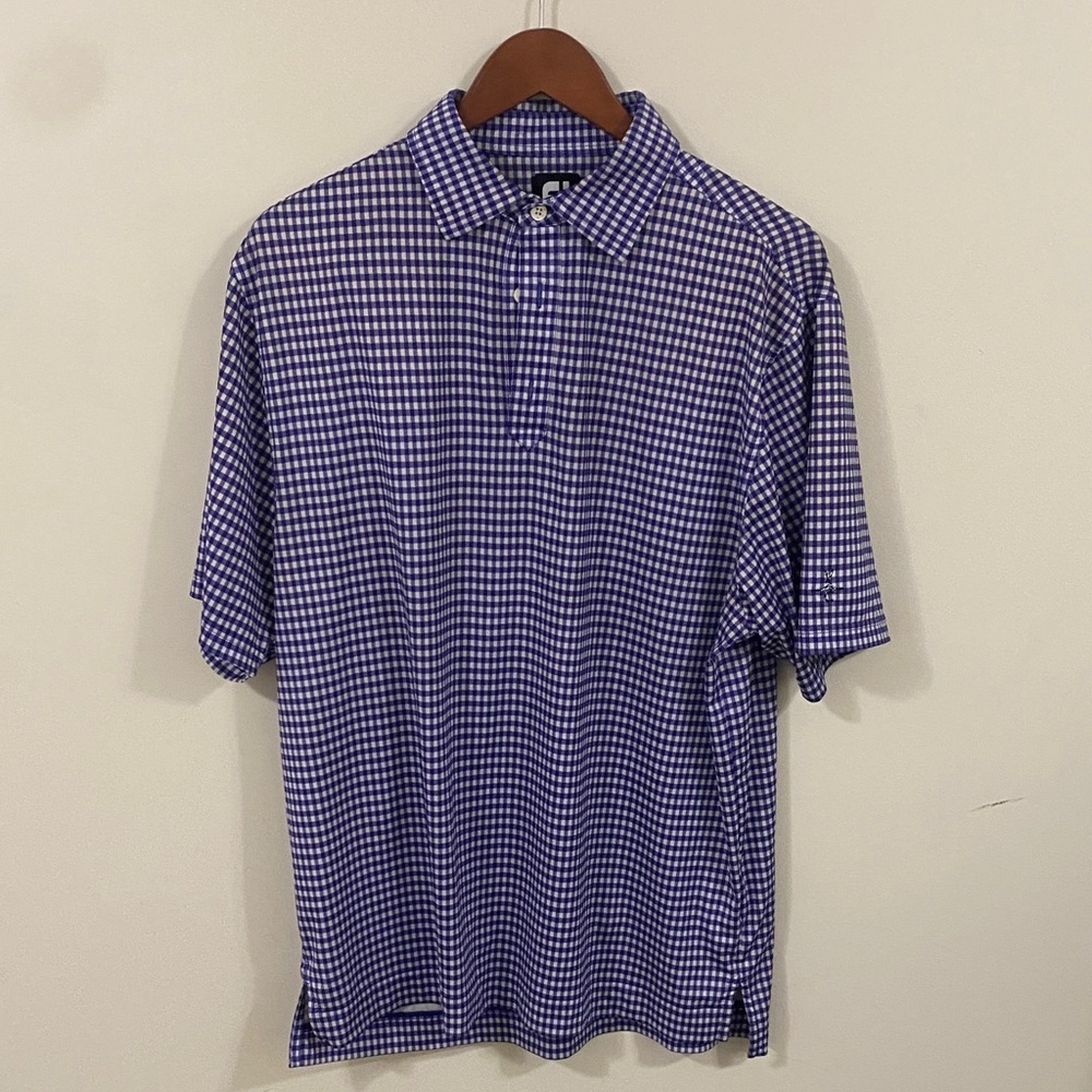 Footjoy Yellowstone Club Men's Purple Checkered Polo Shirt